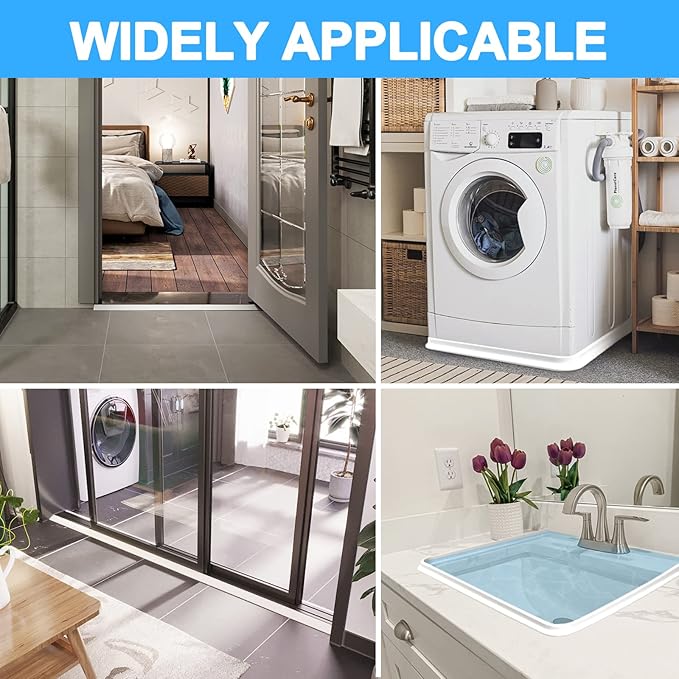 Duzzy 118 Inch Collapsible Shower Threshold Water Dam, Ideal for Wheelchair Accessible, Suitable for Accessibility ADA Handicap Showers