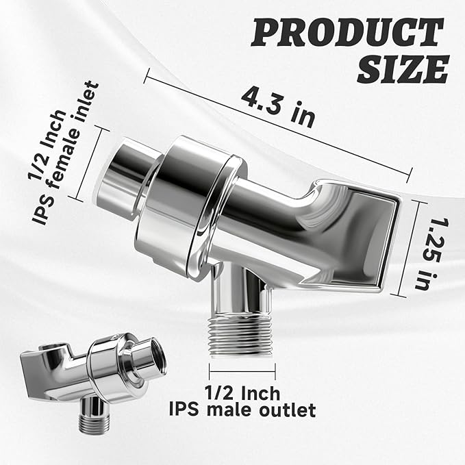 Plastic Shower Head Holder for Hand Held Showerhead Adjustable Shower Arm Mount for Connecting Shower Arm and Shower Hose，Premium ABS Bracket with Stainless Steel Swivel Ball Joint Connect(Chrome)