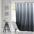 Long Stall Fabric Shower Curtain, Gray Ombre Narrow Cloth Shower Curtains for Bathroom, Modern Bathroom Small Curtains, 54" W x 78" H