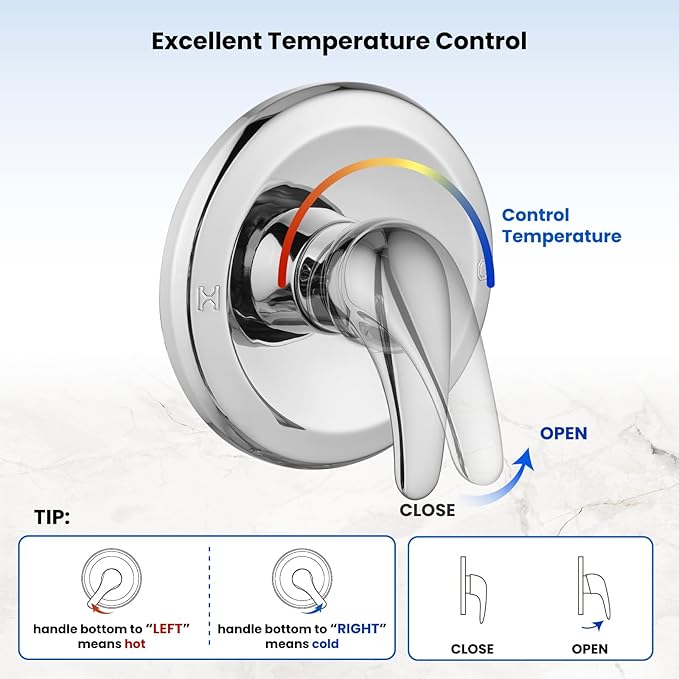 gotonovo Dual 2 in 1 Shower Head Kit High Pressure Combo System Shower Faucet 6 Modes ABS Handheld Spray Shower Trim Kit with Valve Shower Head and Handle Set Polished Chrome