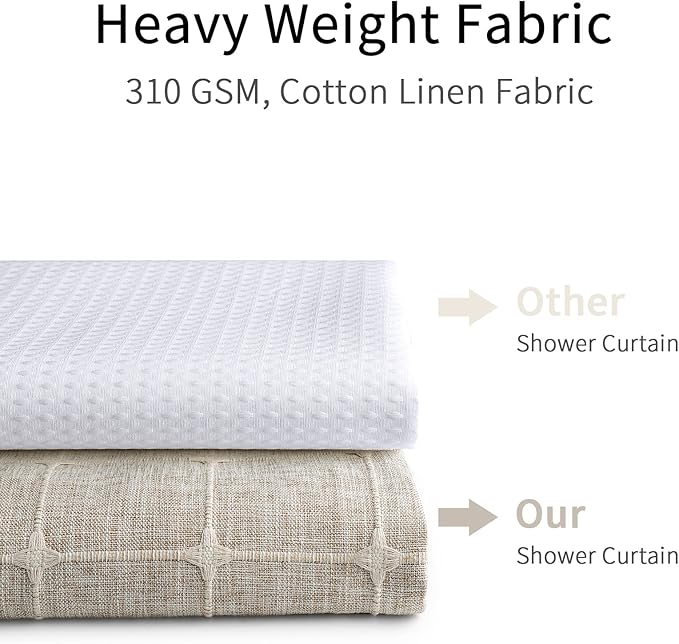 MitoVilla Grey Boho Extra Long Shower Curtain 72 x 84, Modern Farmhouse 84 inch XL Rustic Polyester Linen Tassel Heavy Duty Shower Curtain Set with Hooks for Cottagecore Country Bathroom Decor