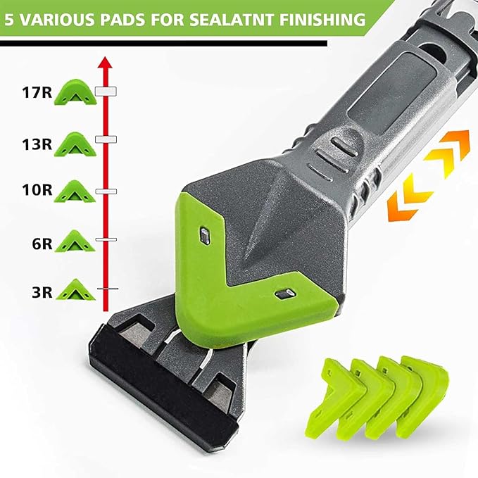 caulk remover tool,Silicone Caulking Tool Kit,Caulking Tool 5 in 1 with Grout Scraper,Adhesive Residue Scraper Seam Repair Kit,Ideal for Kitchen, Bathroom, and Window Sealing Finishing
