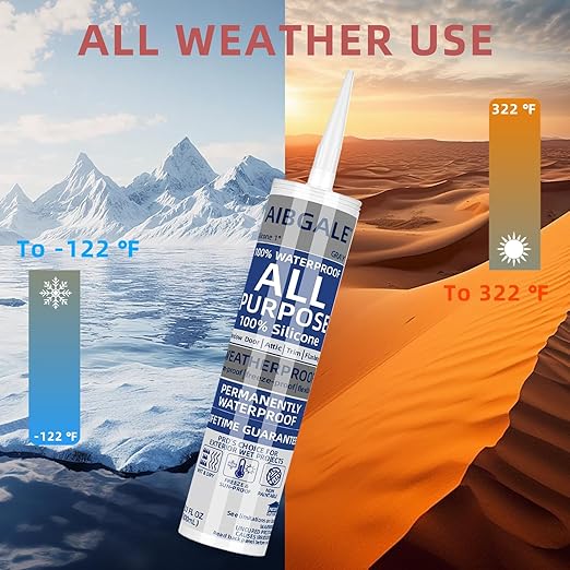 12 Packs Gray Silicone Sealant, 100% Waterproof Silicone Caulk, Adhesive Caulking Silicone for Indoor Outdoor Windows, Aquarium, Bathtub, 10.1 oz (12)