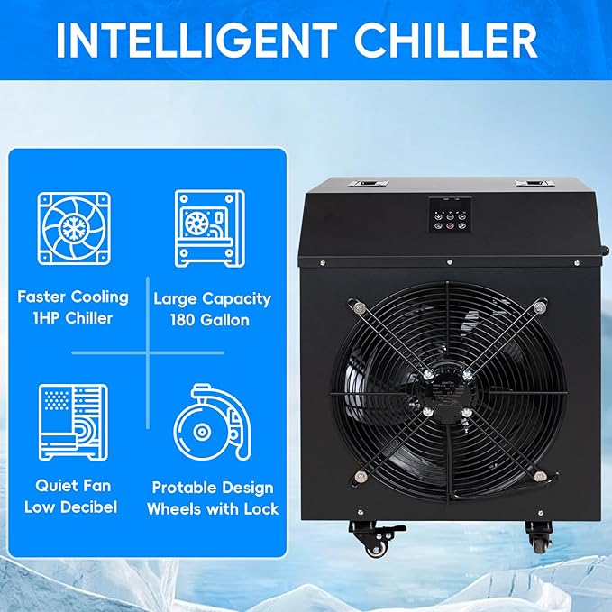 Ice Bath Tub with 1HP Water Chiller, 216 Gallon Inflatable Cold Plunge Tub with Thermometer and Water-Absorbent Mat, Portable Bath Tub for Outdoor & Indoor Recovery, 59"x32"x29"