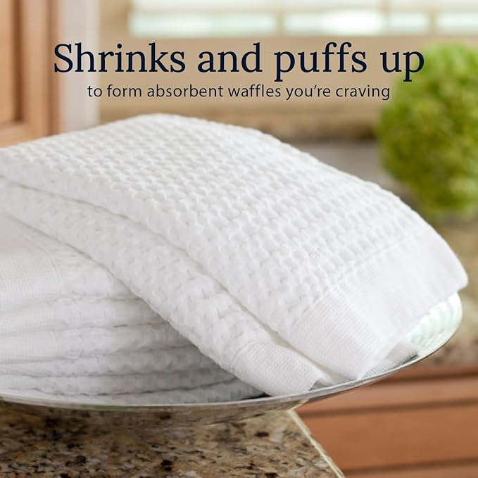 GILDEN TREE Waffle Hand Towels for Bathroom Quick Dry Large Luxury Lint Free Super Absorbent Cotton Hand Towels Set of 2, Modern Style (White)