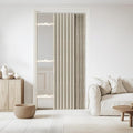 Accordian Door Curtain, 100% Blackout Folding Magnetic Doorway Curtains,Linen Style Closet Doors,for Room Divider,Privacy Protection（W52 x L78,Off White,1 Panel）