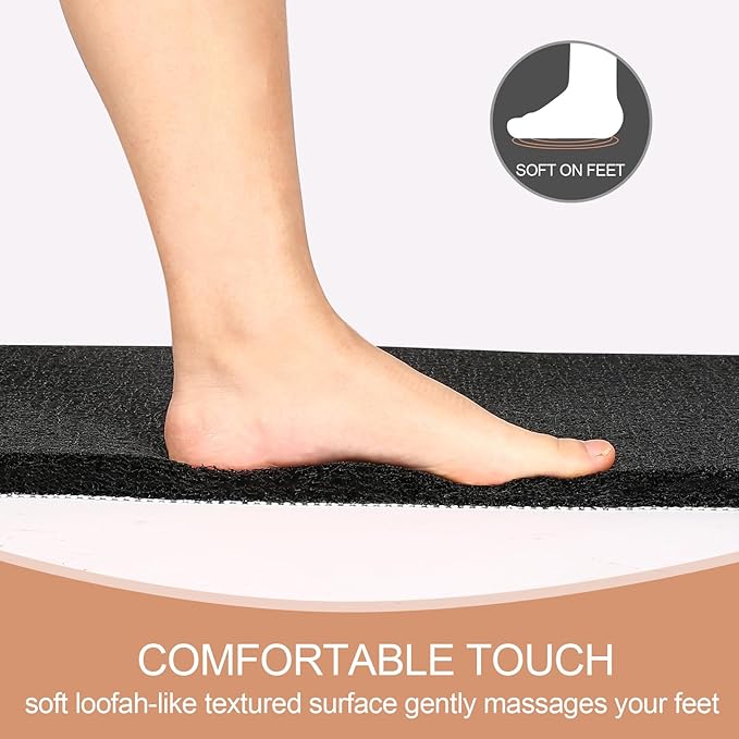 Joyhalo Shower Mats for Showers Anti Slip for Elderly, 47'' x 16'' Non Slip Bath Mat for Inside Shower, Bath Tub Mats for Bathroom Non Slip for Shower, PVC Loofah Bathroom Mats, Black