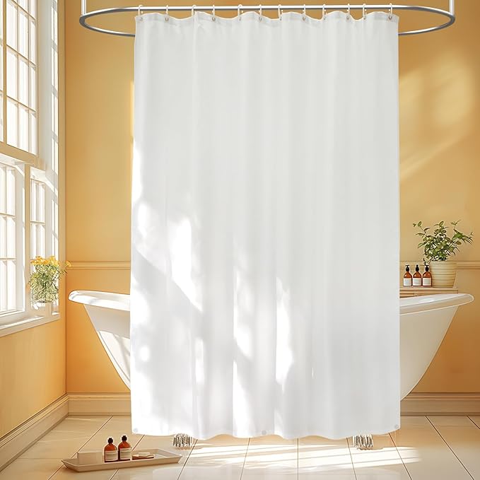 Extra Long Waterproof Fabric Shower Curtain with 3 Extra-Large Magnets, 72 x 86 inch Washable Cloth Shower Curtain Liner White, Hotel Quality Tall Bathroom Shower Curtain Lightweight