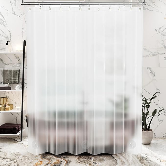 AmazerBath Extra Long, 8G Heavy Duty Plastic, 96 Length, Weighted Tall 72 x 96 Frosted, Bathroom Shower Curtain Liners with 3 Weights