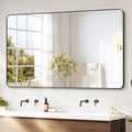 Delma Black Framed Bathroom Vanity Mirror for Over Sink, 50x30 Inch High-Definition Wall Mirror with Horizontal/Vertical Hanging, Durable Rust-Resistant Bathroom Mirror for Modern Decor (Black)