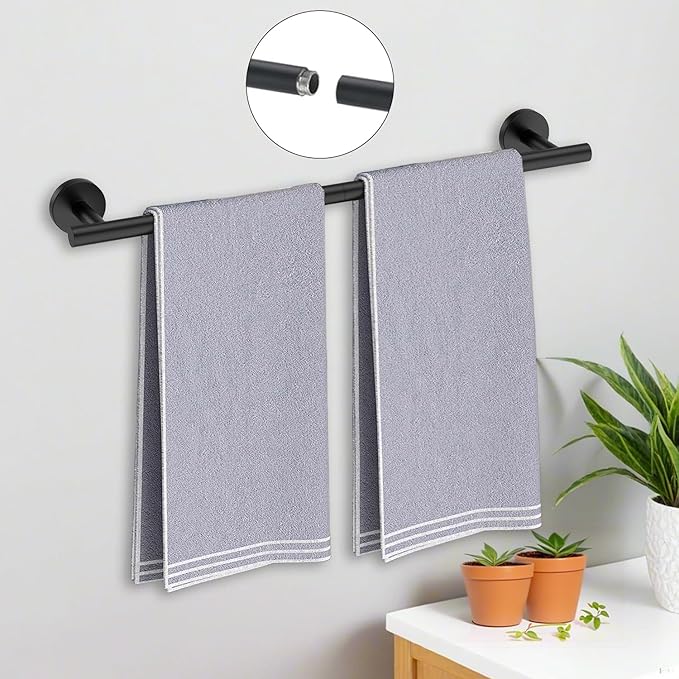 Black Bathroom Accessories Set, 7 Pieces Black Towel Bar Bathroom Hardware Set, 31.5 Inch Towel Racks for Bathroom, SUS304 Stainless Steel Bathroom Towel Holder Toilet Paper Holder Wall Mounted