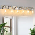 6-Light Bathroom Light Fixtures Modern Chrome Vanity Lights for Bathroom Lighting Fixtures Over Mirror with Clear Glass Shade for Cabinet Mirror Bedroom Hallway