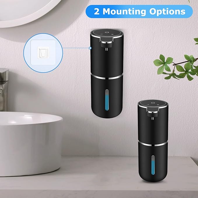 Automatic Soap Dispenser,Automatic Liquid Soap Dispenser Touchless,12.8oz/380ml USB Rechargeabled Wall Mounted Smart Soap Dispensers for Bathroom Kitchen Dish Soap(Black)