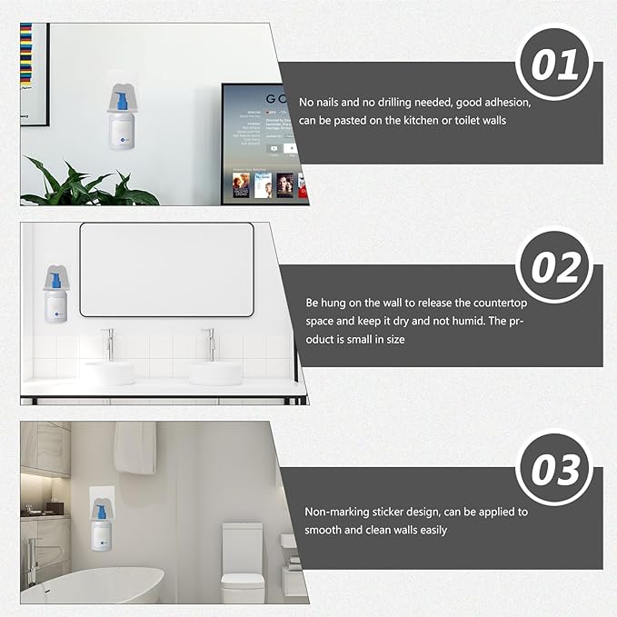 10Pcs Adhesive Hanging Storage Rack Wall-Mounted Shower Gel Bottle Holder Multi-Purpose Bathroom Hook Rack for Shower Accessories Organizer