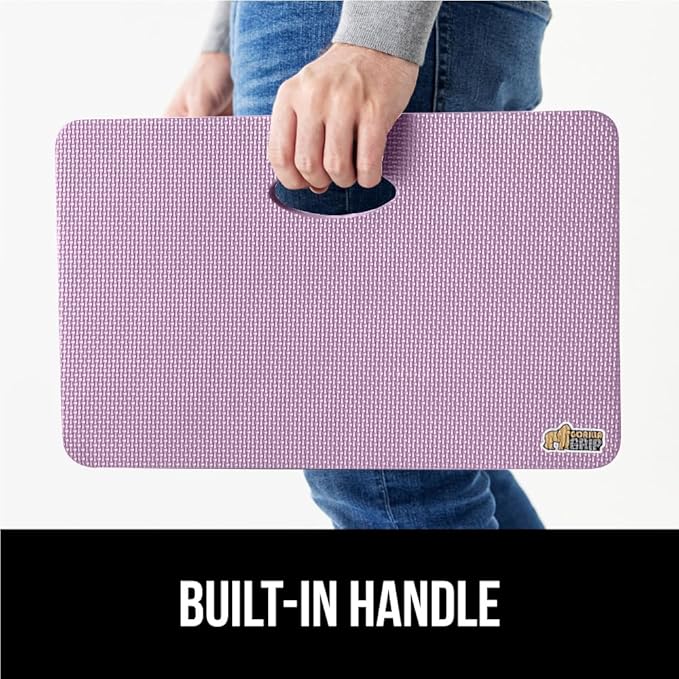 GORILLA GRIP Extra Thick Patent Pending Soft Foam Kneeling Pad, 2 PK, Supportive Large Cushion Knee Pads for Gardening, Baby Bath, Dirt and Water Resistant, Workout and Garden Supplies, 17.5x11 Purple