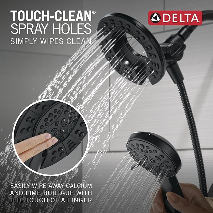 Delta Faucet Albion 14 Series Single-Handle Tub and Shower Faucet Set, Black/Gold Shower Trim with In2ition 2-in-1 Dual Shower Head, Matte Black/Champagne Bronze T144855-GZ-I (Valve Not Included)