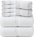 REDKISS Luxury Bath Towel Set of 8 Pieces - 100% Cotton, Super Absorbent, Quick-Dry | 2 XL Bath Sheets (35x70 in), 2 Hand Towels, 4 Washcloths | Hotel & Spa Quality-White