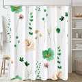 Gibelle Watercolor Floral Shower Curtain, Emerald Green Beige Flower Shower Curtain for Bathroom, Modern Minimalist Waterproof Fabric Shower Curtain Set 72x72 Inch
