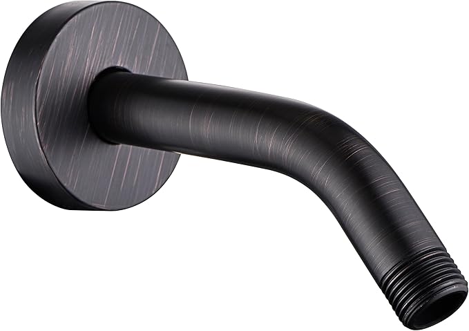 BRIGHT SHOWERS Brass Shower Arm with Flange 6 Inch Wall Mounted Shower Pipe Arm Extension for Fixed Shower Head and Handheld Showerhead, Oil-Rubbed Bronze