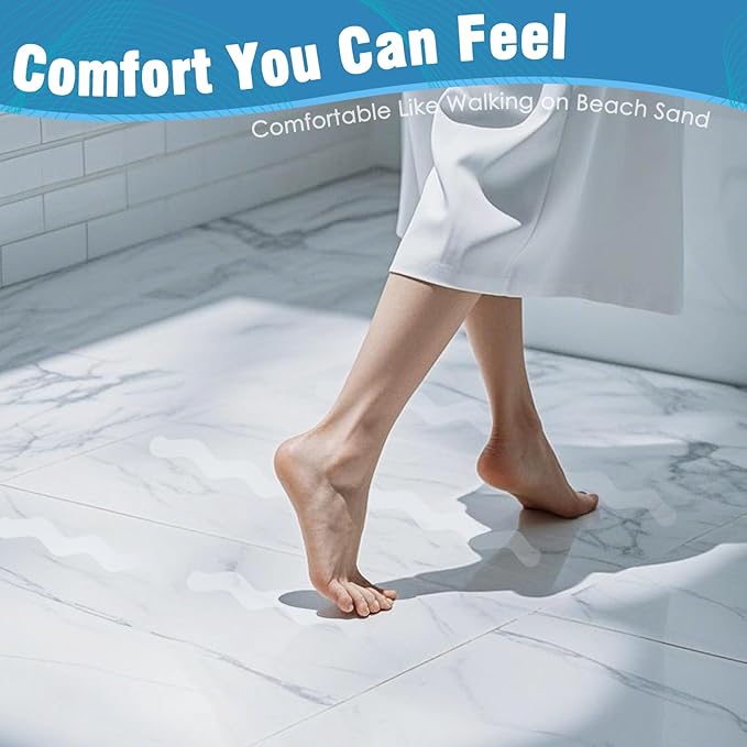 S&X 24 Pcs Anti Slip Shower Stickers, Invisible Clear High Traction Bathtub Strips, Wave Shape Safety Decals for Bath Tub Shower Wet Tiles & Stairs with Scraper