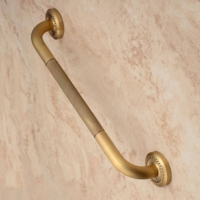 Shower Grab Bar, 17.7 inch Grab Bars for Bathtubs Showers Bathroom, Anti Slip Brass Shower Grabs for Seniors