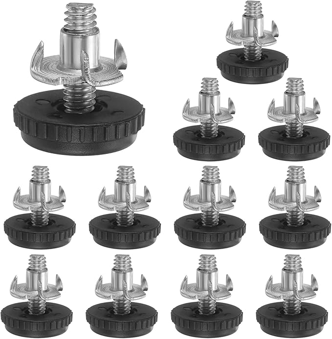 uxcell 1/4"-20 Thread Furniture Feet Levelers, 12Set 19mm L Adjustable Furniture Feet Screw in Threaded Leveling Leg Screw on Chair Foot Glides Leveling for Table Chair Cabinet Black