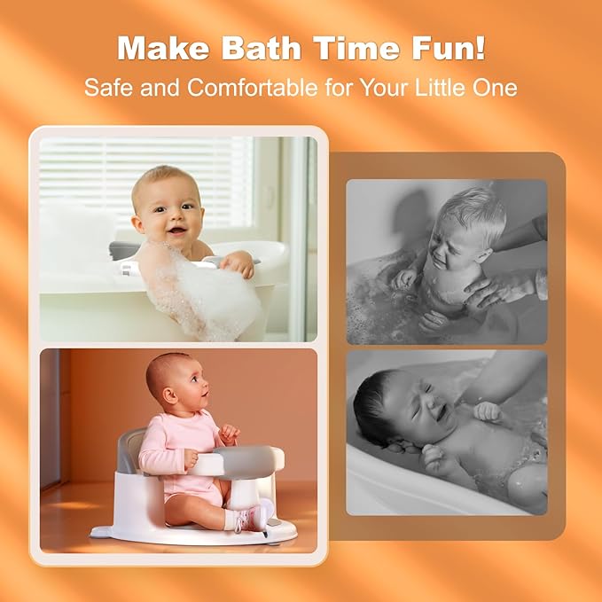 Baby Bath Seat for Babies: Non-Slip Infant Bathtub Chair with Suction Cups, Safe & Comfortable Baby Bath Support, Ideal for Sitting Up, Easy to Clean, Stable Design, Pink (6-24 Months)
