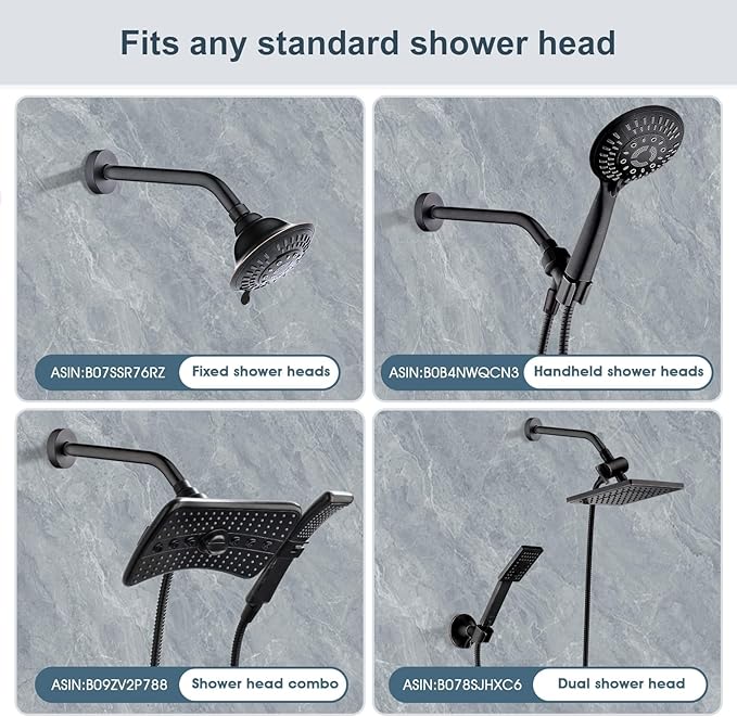 BRIGHT SHOWERS Shower Arm with Flange 10 Inches Solid Brass Shower Head Extension Arm, Wall Mounted Shower Pipe Arm for Rainfall Shower Head and Handheld Showerhead, Oil-Rubbed Bronze