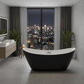 Luxury Acrylic Freestanding Bathtubs 67 Inch – Extra Large Free Standing Soaking Tub with Integrated Overflow & Pre-Installed Pipe,Black & White, Modern Bathroom Upgrade for Spa-Like Comfort