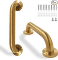 Shower Grab Bar, 2 Pack 12 Inch Gold Bathroom Safety Bar, 1.25" Diameter 304 Stainless Steel Grab Bars for Bathtubs and Showers, Handicap Shower Grab Bar for Seniors Elderly