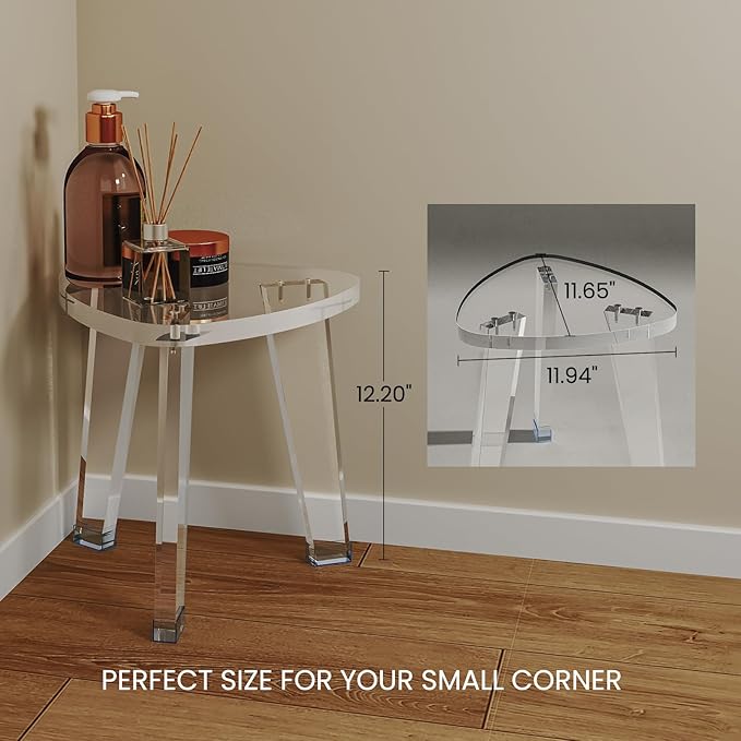 Acrylic Corner Shower Stool for Shaving Legs 11.65" D X 11.94" W X 12.2" H, Heavy Duty Shower Foot Rest, for Inside Shower, Waterproof Non-Slip