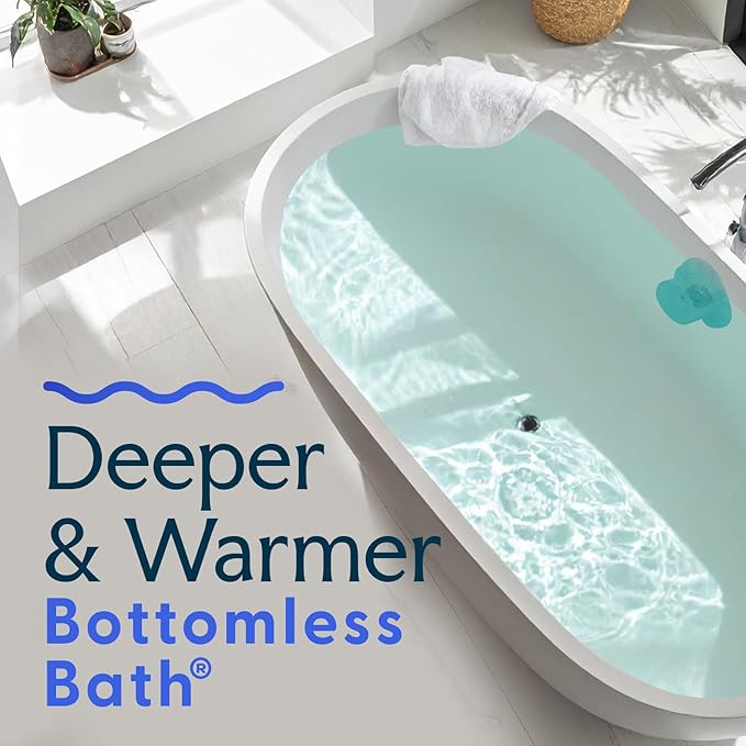 SlipX Solutions Bottomless Bath | Overflow Drain Cover for Tub | Best Gifts for Mom, Spa & Bath Accessories | Drain Block, Water Stopper Plug | Bath Essentials for Women | 4" Diameter, Aqua