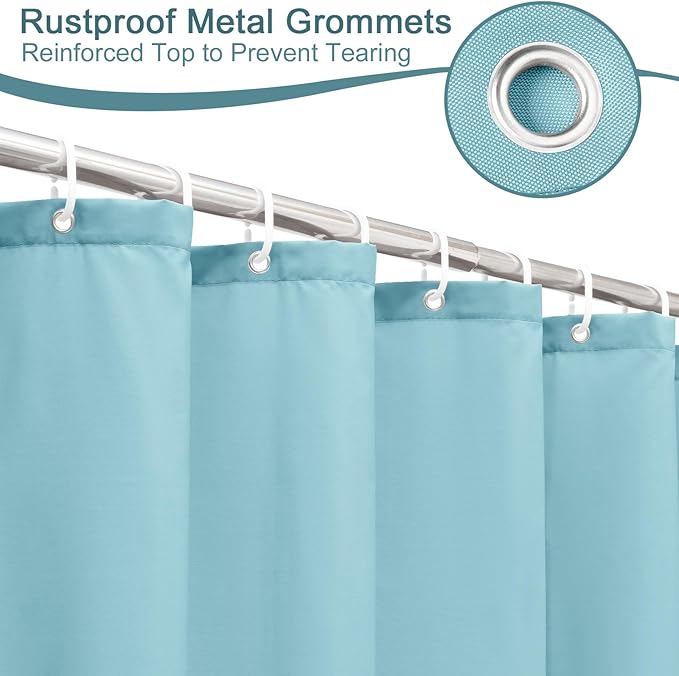 AooHome Extra Long Shower Curtain 72x78 Inch, Fabric Shower Curtain Liner for Hotel with Hooks, Weigthed Hem, Water Repellent, Blue