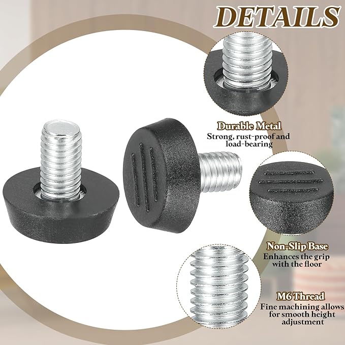 PATIKIL 10 Pcs M8 x 13mm Thread Adjustable Furniture Levelers, Furniture Feet Levelers Screw on Steel Screw in Threaded Leveling Feet Glides for Table Chair Cabinet Patio Legs