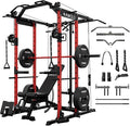 Mikolo Power Cage, Power Rack with Cable Crossover System, 1500LBS Squat Rack with LAT Pull Down System, Workout Cage with Pulley System for Fitness Home Gym