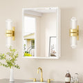 TETOTE 20" x 26" White Medicine Cabinet with Stepless Adjustable Shelves Beveled Mirror with Storage for Bathroom Vanity Recessed or Surface Wall Mount