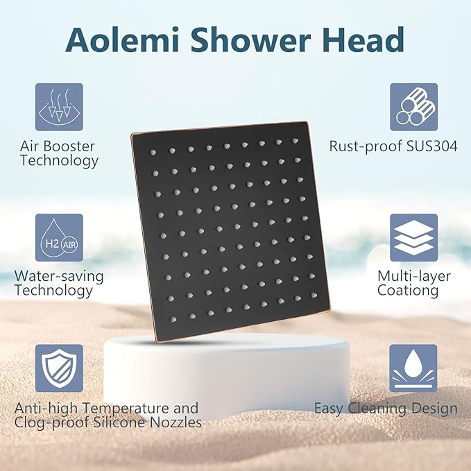 Aolemi Shower Faucet Set, High Pressure Shower System with 2-in-1 Handheld Sprayer, Wall Mount Fixture Combo with Rough-in Valve, 8 Inch Shower Head, Oil Rubbed Bronze