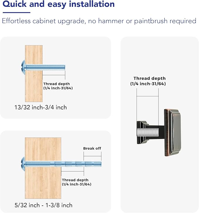 Ravinte Hardware 10 Pack Kitchen Cabinet Pulls Square Drawer Single Hole Handles Oil Rubbed Bronze for Cupboard Gold Dresser Solid