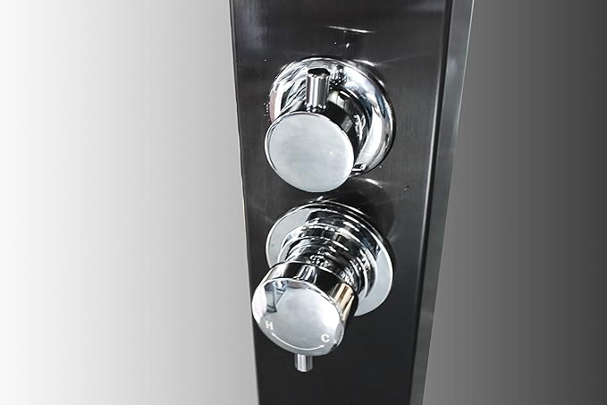 Toorak Black 316 Marine Grade Stainless Steel Massage Outdoor Shower Pane Swimming Pool Backyard Bathroom Hot & Cold Rainfall Hand Held Wall Mounted or Free Standing Outside Shower