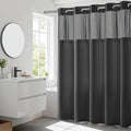 River Dream Heavyweight No Hooks Required Dotted Waffle Weave Shower Curtain with Snap in Liner - 71W x 74H,Hotel Grade,Spa Like Bath Curtain,Graphite Grey