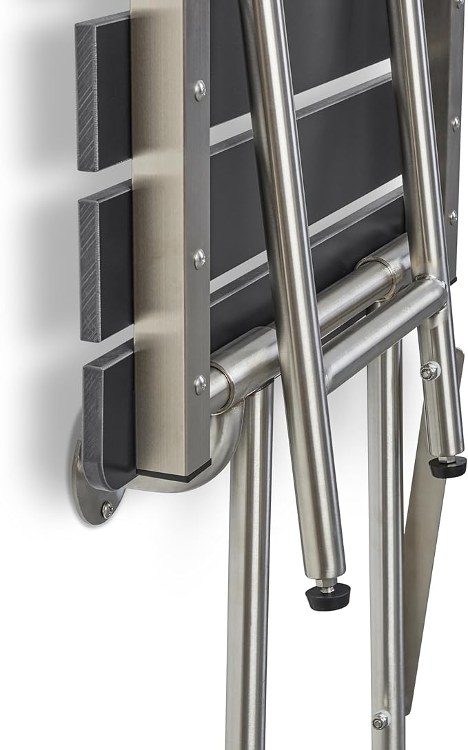 22-inch x 15-inch ADA Bariatric Folding Wall Mount Bench Shower Seat with Legs, Black Slatted Phenolic Seat