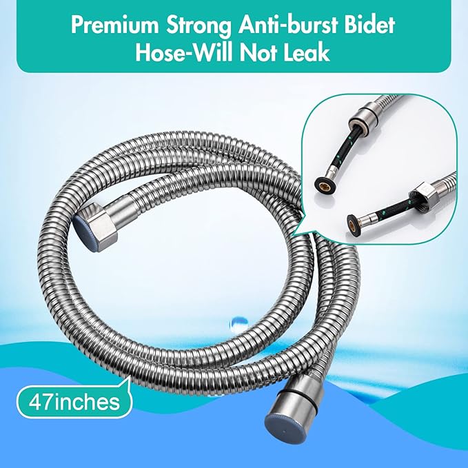 BARROCK Handheld Bidet Sprayer for Toilet, Stainless Steel Metal Made Baby Cloth Diaper Spraying Kit, Bathroom Toilet Bidet Attachment Set for Bathing Pets and Feminine Hygiene, Brushed Nickel