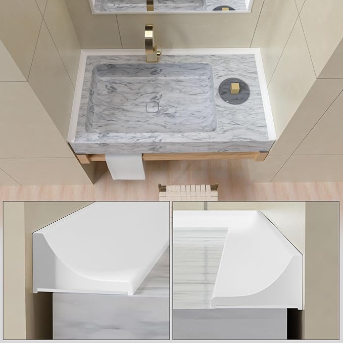 67Inch Collapsible Shower Threshold Water Dam Barrier, Self Adhesive Silicone Waterproof Shower Barrier Water Strip Dam for The Gap Between the Shower Kitchen Countertop Sink and Cooktop