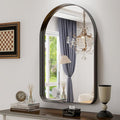 GLSLAND 20”x30“ Arched Bathroom Mirror - Black Aluminum Alloy Framed Wall Mirror, Arch Matted Vanity Mirror for Bedroom, Entryway Home Decor