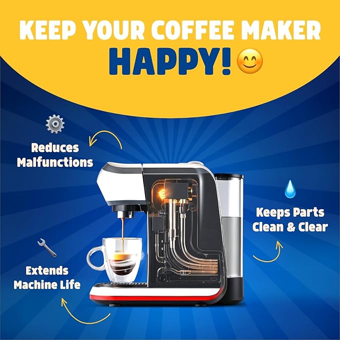 Coffee Maker Descaler - Easy to Use Coffee Machine Tablets Compatible with All Major Brands - Fast Acting Descaling Tablets Preserves Brew Flavor & Machine Longevity (24 Count)