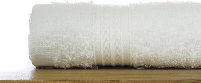 Eco Cotton Washcloths - White - Dobby Border - Set of 12