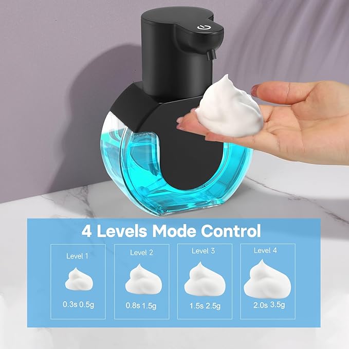 Automatic Soap Dispenser Touchless,14.2oz/420ML Auto Liquid Soap Dispenser,Rechargeabled Wall Mounted Smart Pump for Bathroom Kitchen,Black