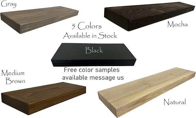 joelsantiques 24 Inch Wooden Floating Shelves for Wall - 24x10x2 in - Made of Natural Wood - Long Heavy Duty Rustic Wall Shelves for Bedroom - Perfect for Living Room, Kitchen - Mocha