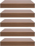 33 Inch Floating Shelves for Wall, 16 Inch Deep Hanging Shelf, Large Display & Storage Shelf for Bathroom, Bedroom, Living Room, Set of 5 (Dark Wood Color, 24 Inch)