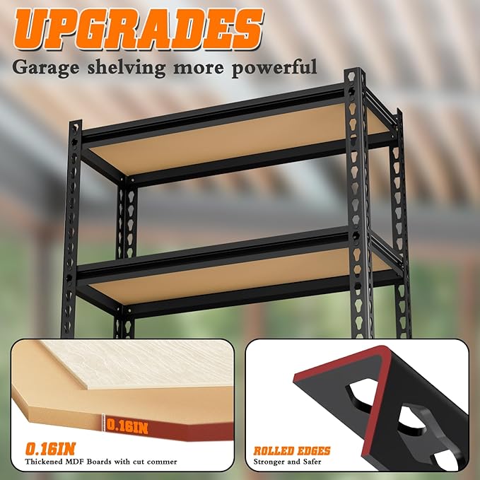 LEVELEVE 5-Tier Heavy Duty Storage Shelving Unit, 2000 lbs Capacity, Adjustable Metal Utility Shelf, 35" L x 16" W x 73" H for Garage, Kitchen, Pantry, Basement, Bathroom, Laundry,4 Pack